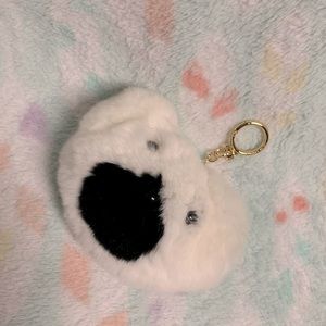 Michael Kors heart shaped face bear dog super soft black white like new key fob